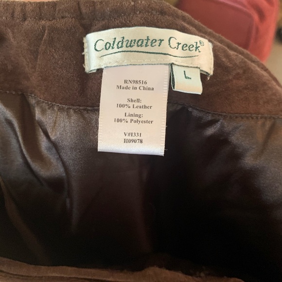 Vintage Coldwater Creek brown LEATHER skirt. L - Picture 8 of 8